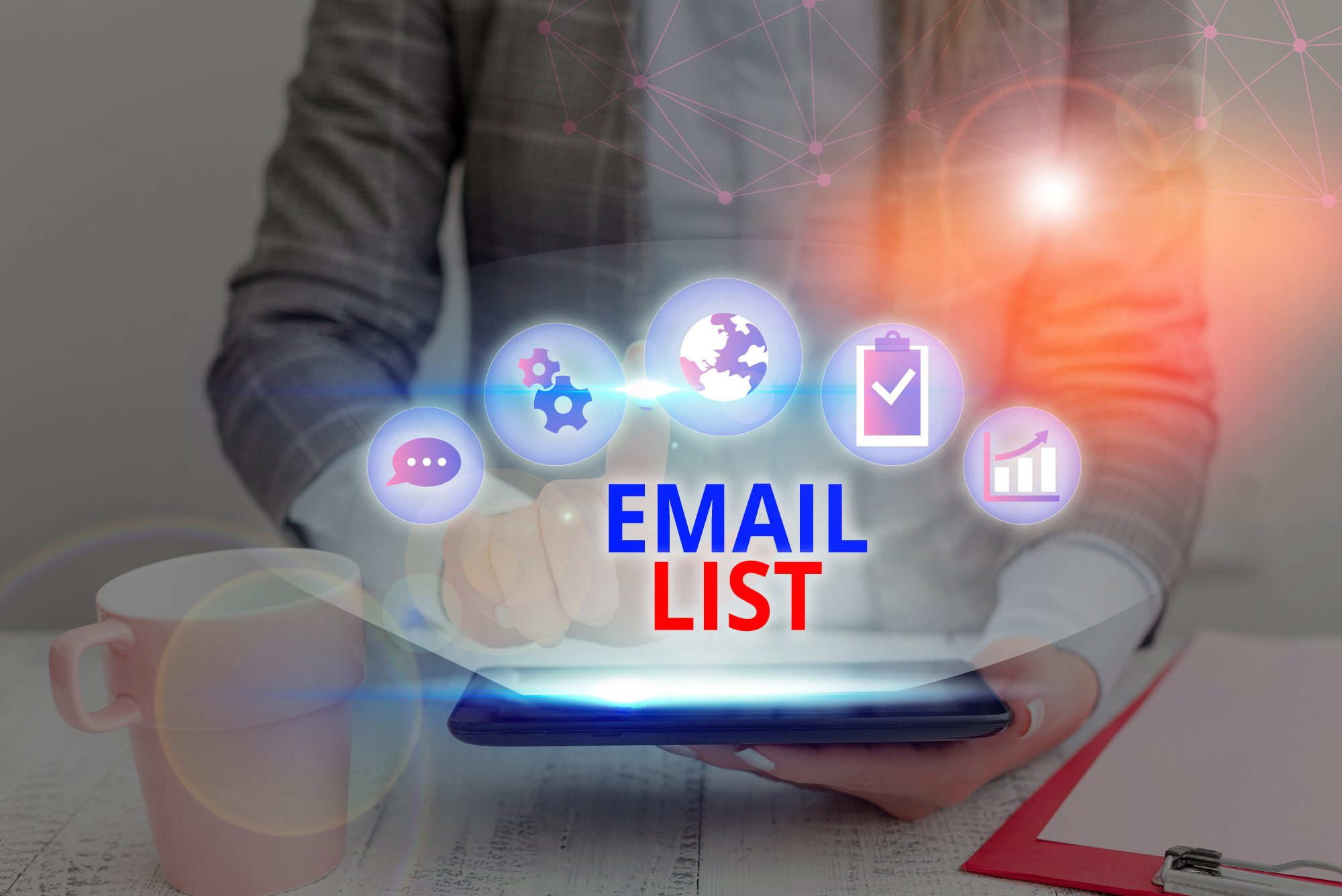 Word writing text Email List. Business photo showcasing widespread distribution of information to many Internet users