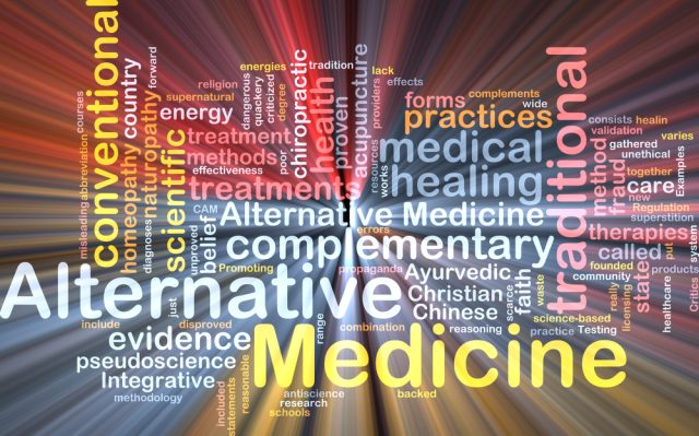 Background text pattern concept wordcloud illustration of alternative medicine glowing light